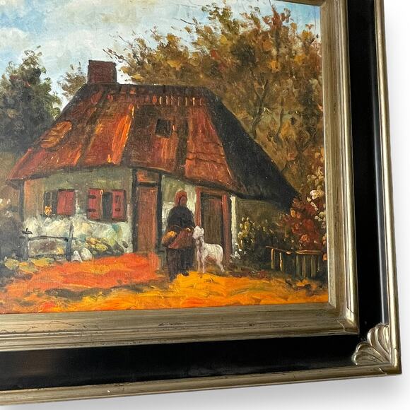 Vincent Van Gogh Cottage and Woman with Goat Pre-Framed Canvas Oil Painting - Picture 4 of 12